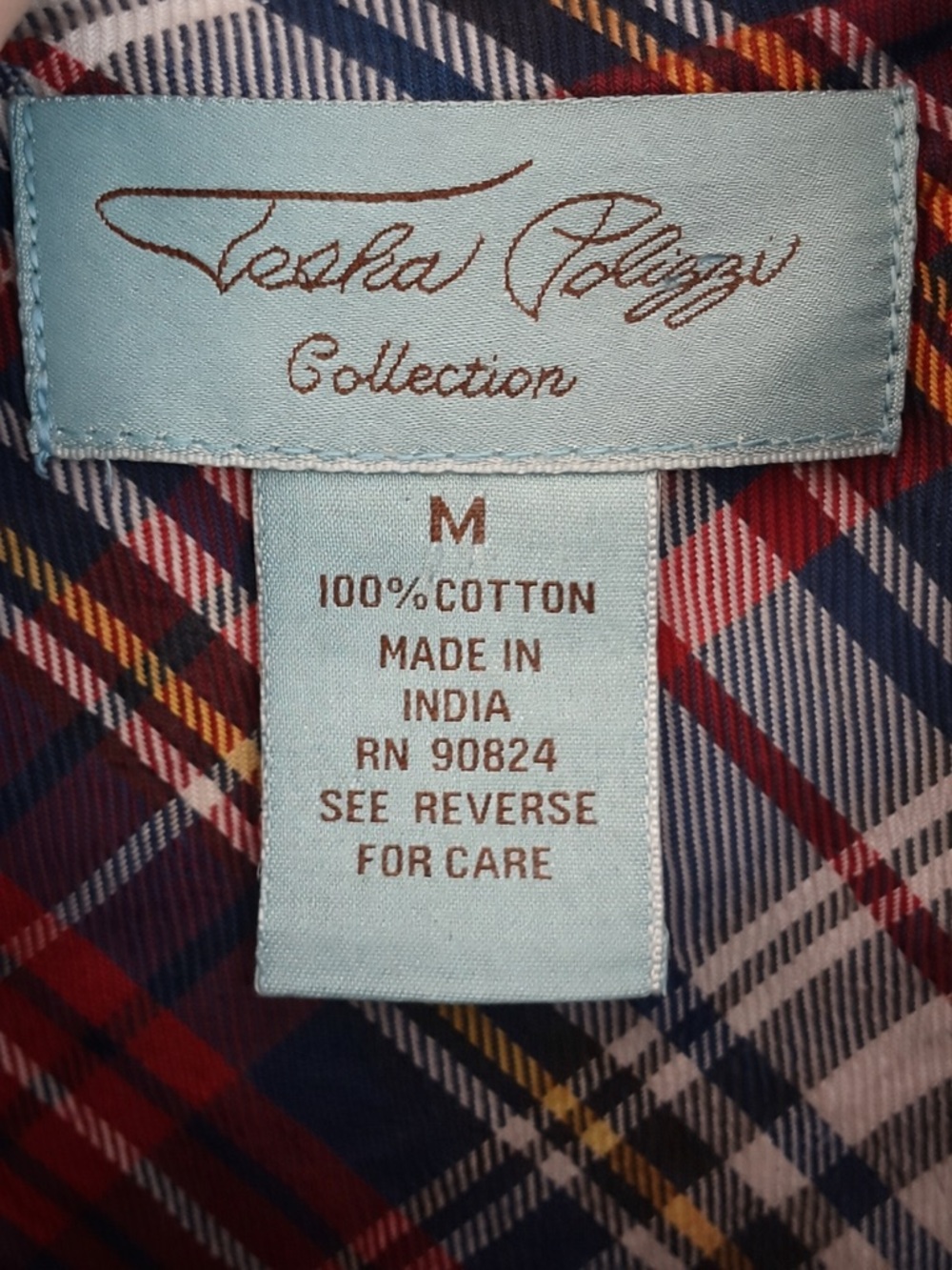 Tasha Polizzi Collection Western Plaid Shirt | Denim Contrast | Pearl Snap | MD - Picture 2 of 5